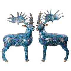 Pair of Chinese Cloisonné Deer