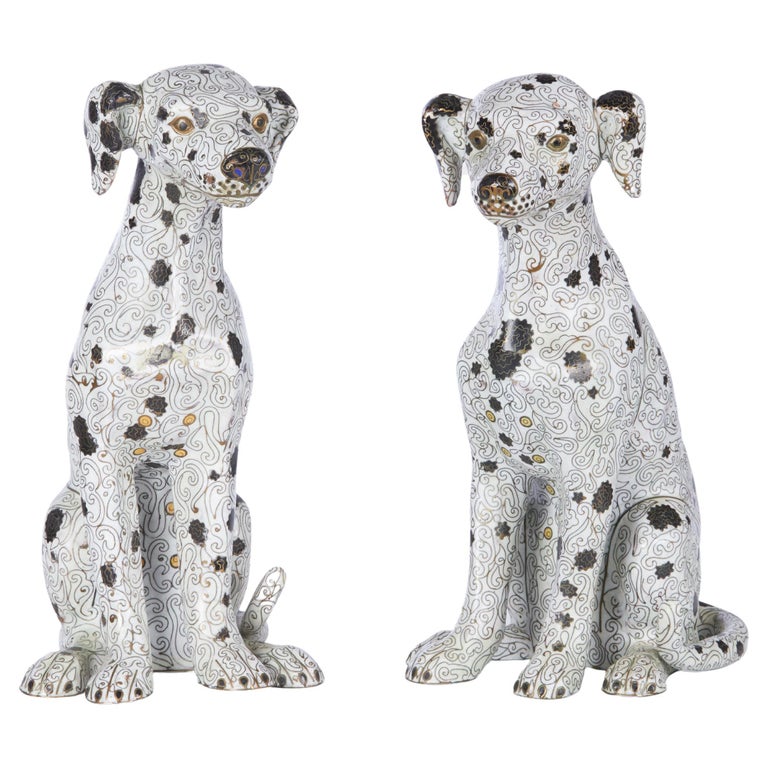 Pair of Chinese Cloisonné Dog Sculptures For Sale at 1stDibs