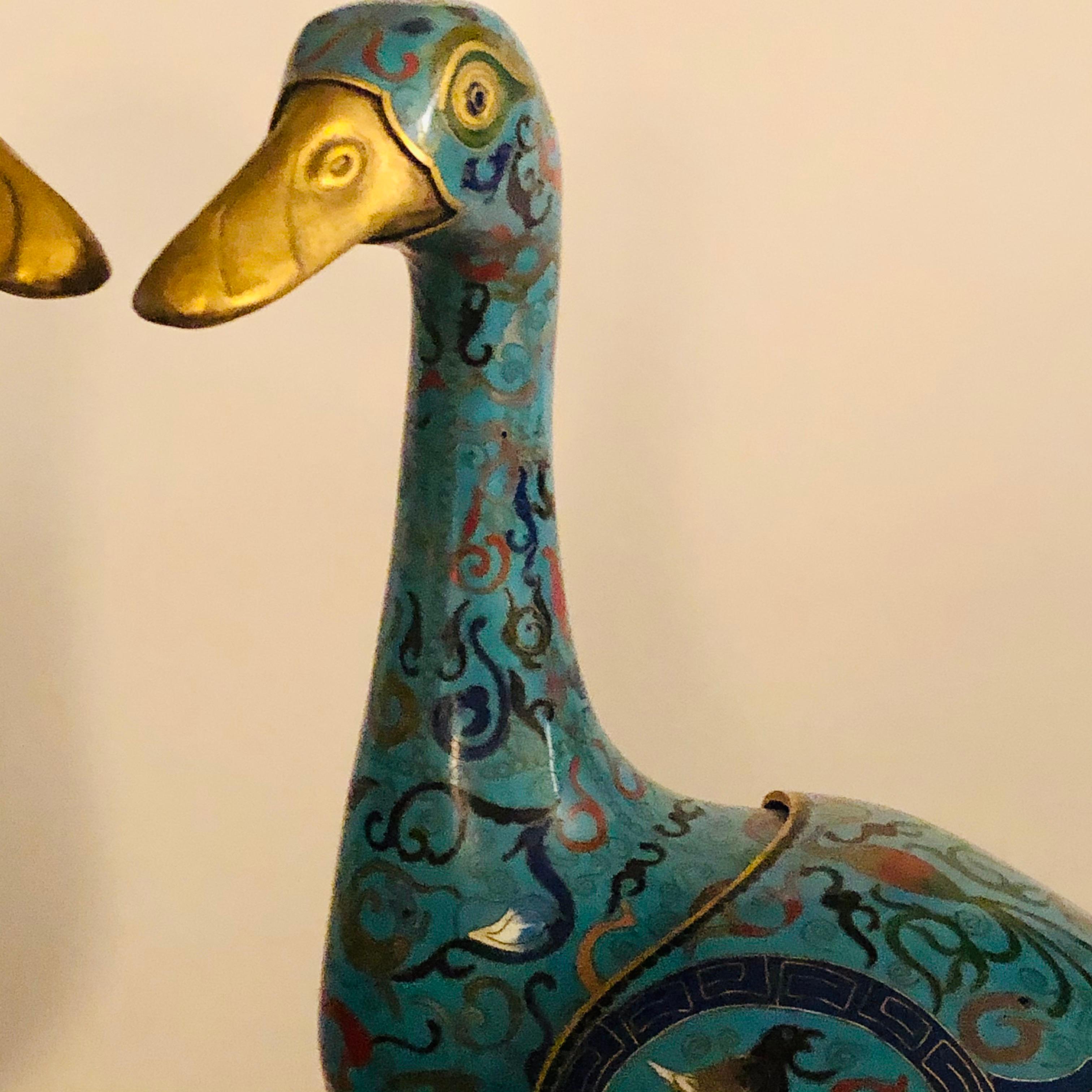 Pair of Chinese Cloisonné Ducks 5
