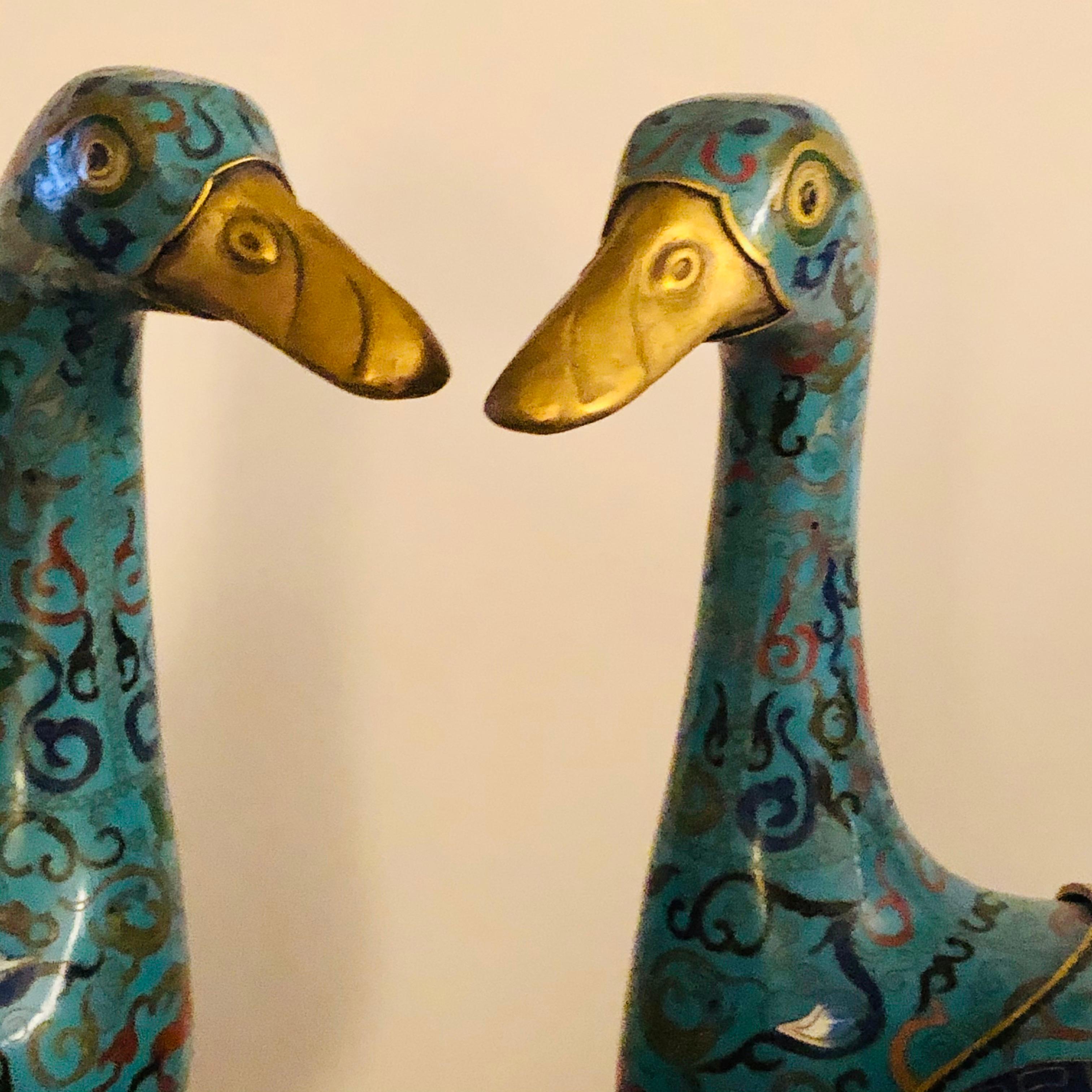 Pair of Chinese Cloisonné Ducks 6