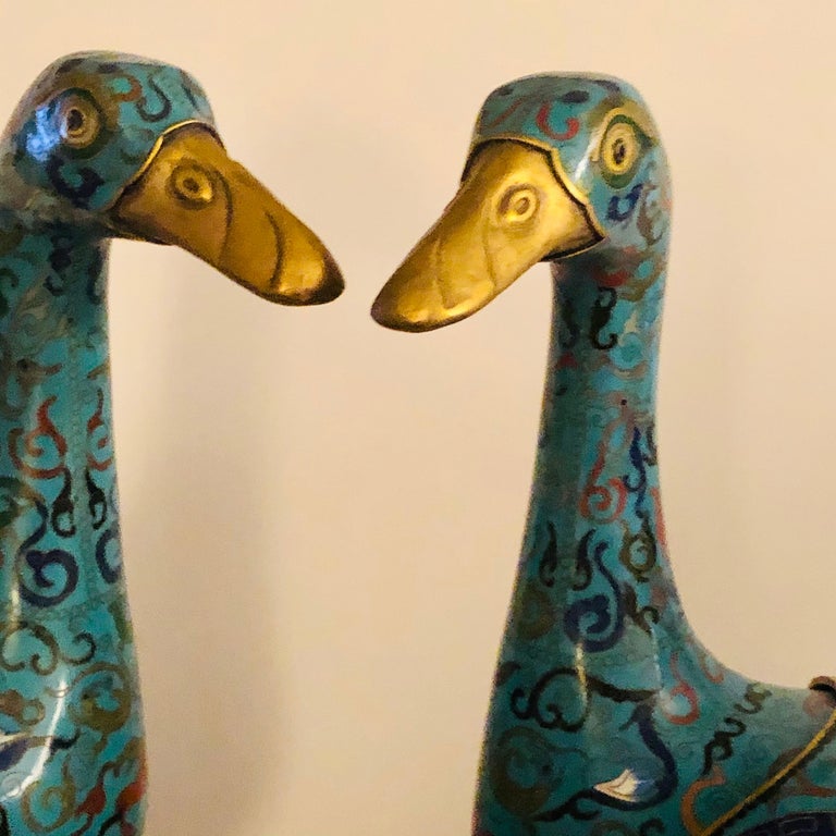 Pair of Chinese Cloisonné Ducks at 1stDibs