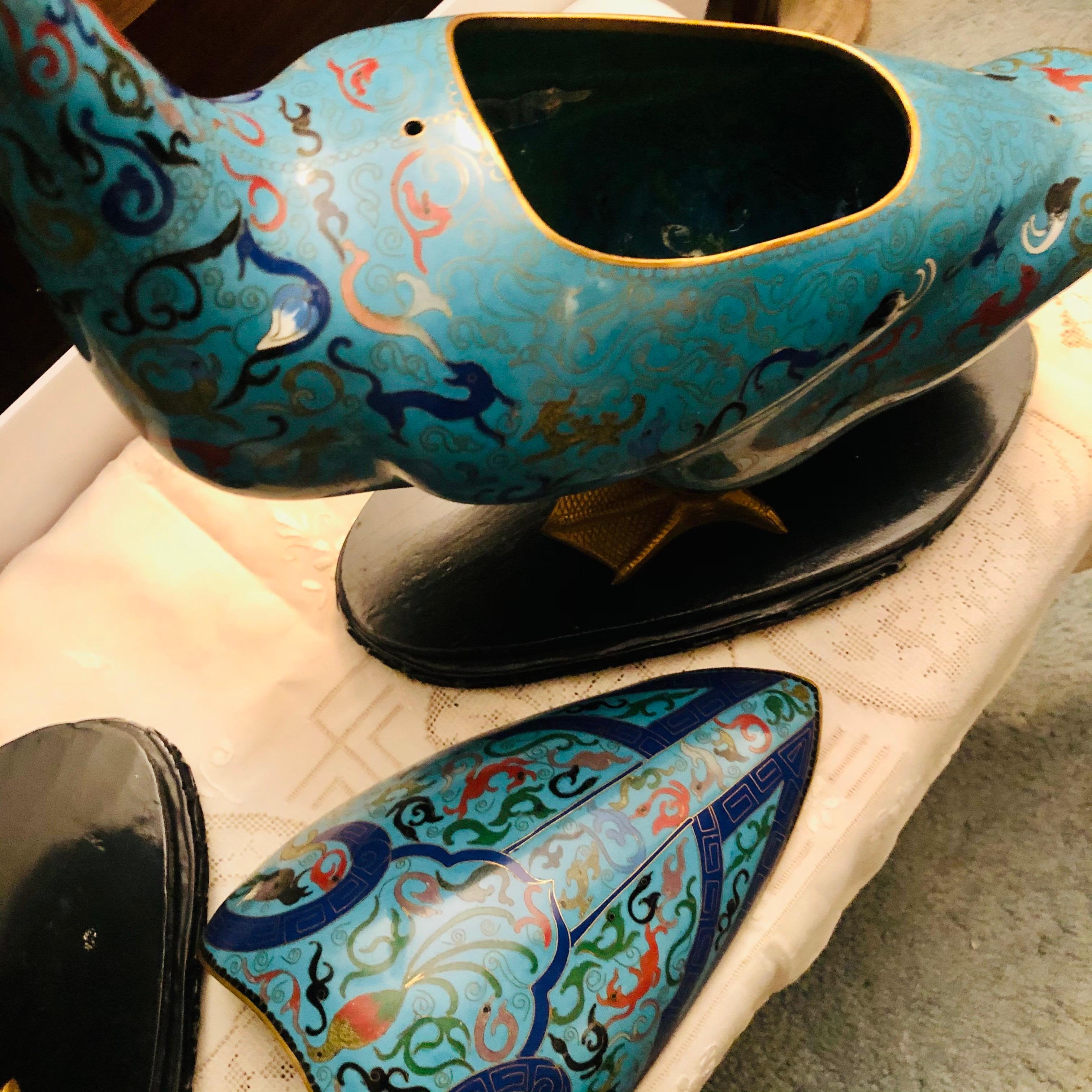 Pair of Chinese Cloisonné Ducks 9