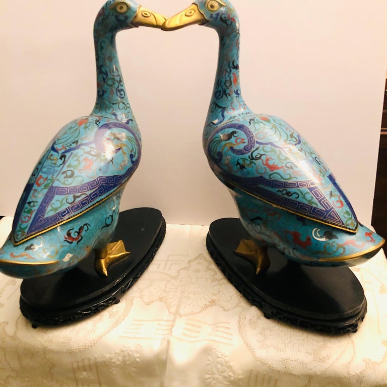 Pair of Chinese Cloisonné Ducks at 1stDibs