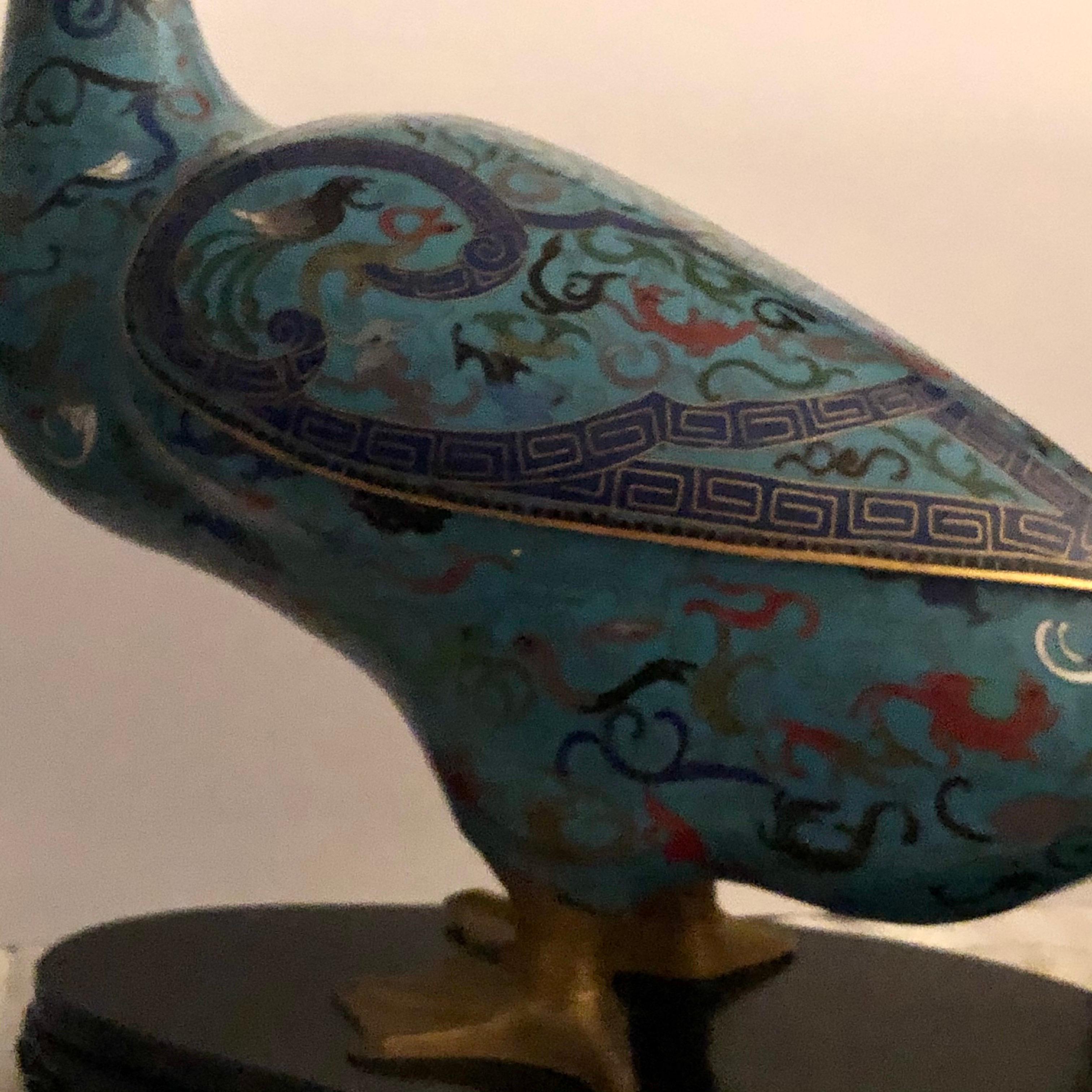 Pair of Chinese Cloisonné Ducks In Good Condition In Boston, MA