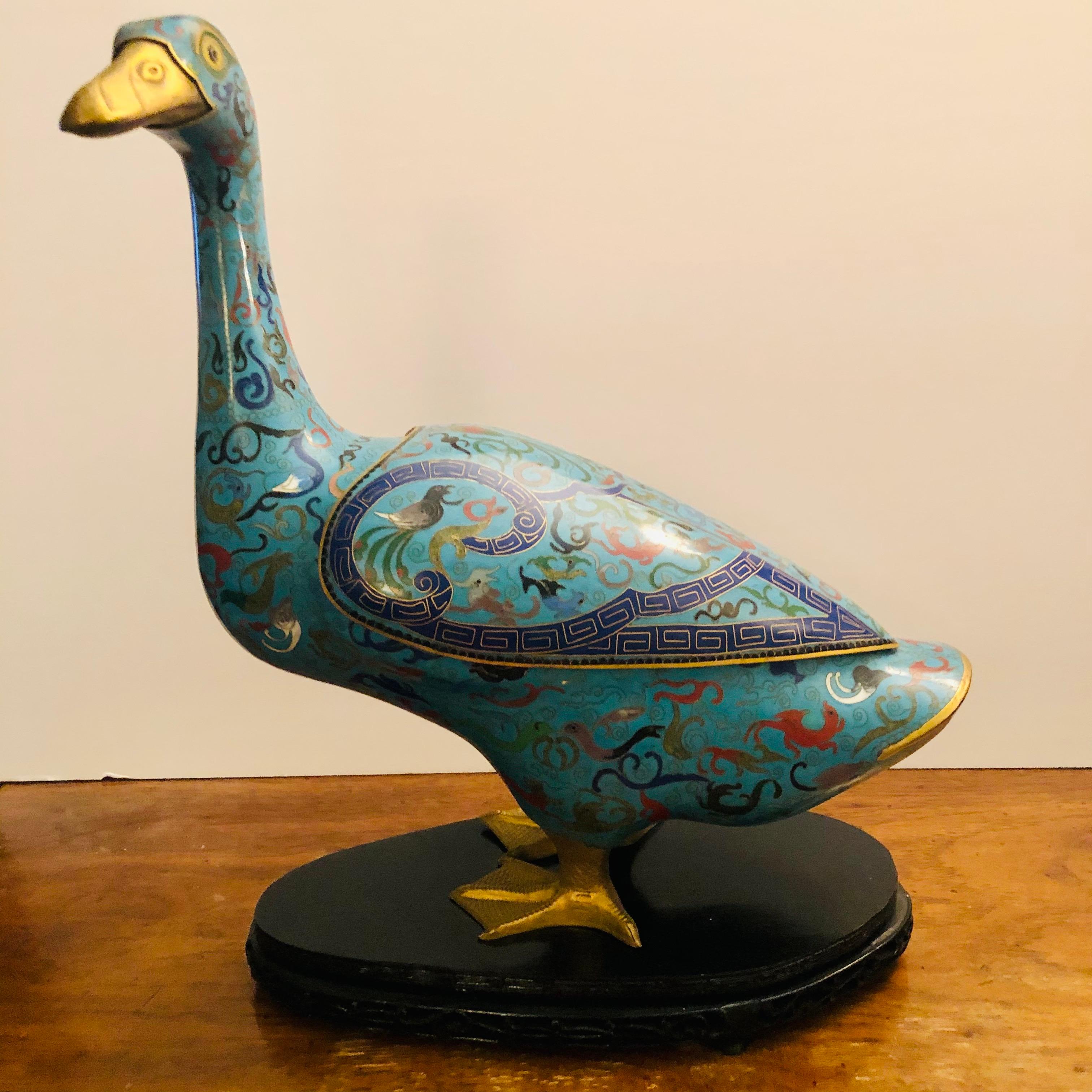 Late 20th Century Pair of Chinese Cloisonné Ducks