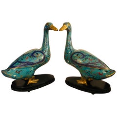 Vintage Pair of Chinese Cloisonné Ducks