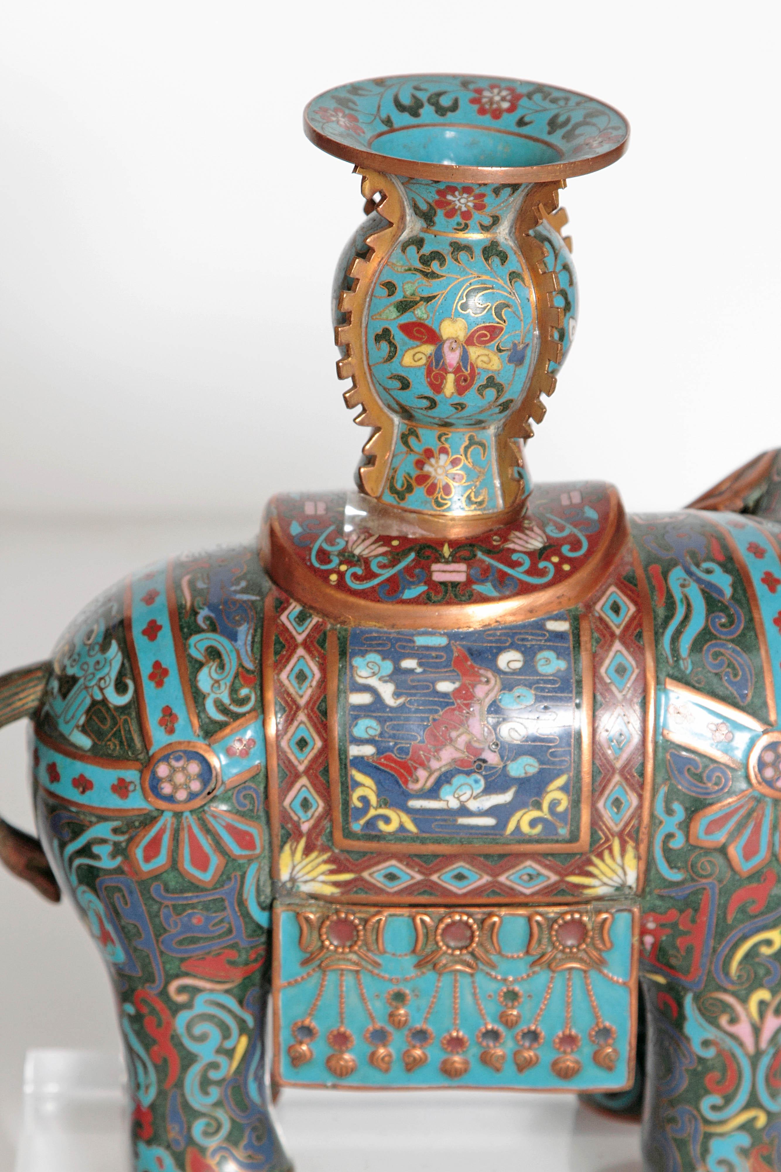 Pair of Chinese Cloisonne Elephants 3