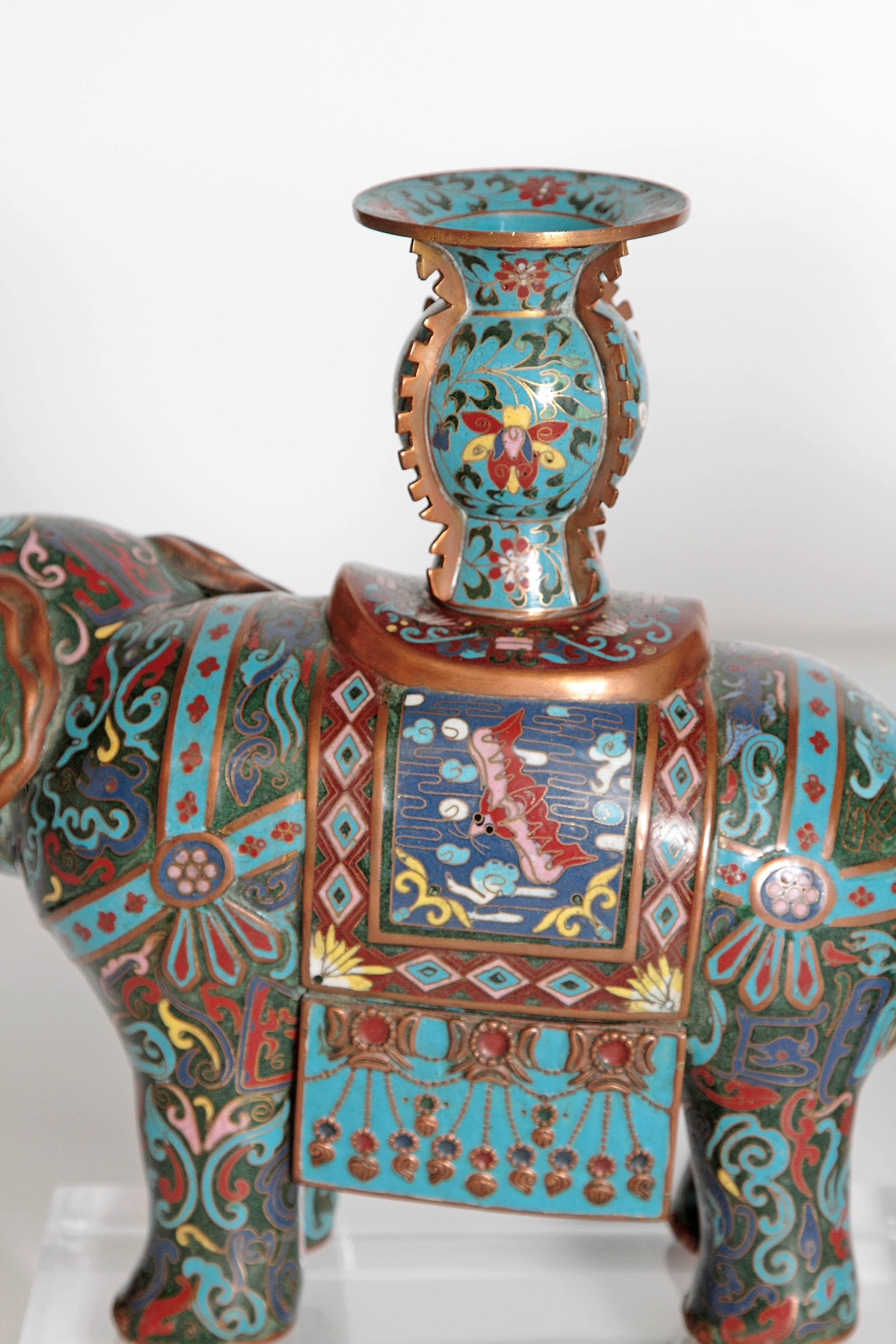 Pair of Chinese Cloisonne Elephants 4
