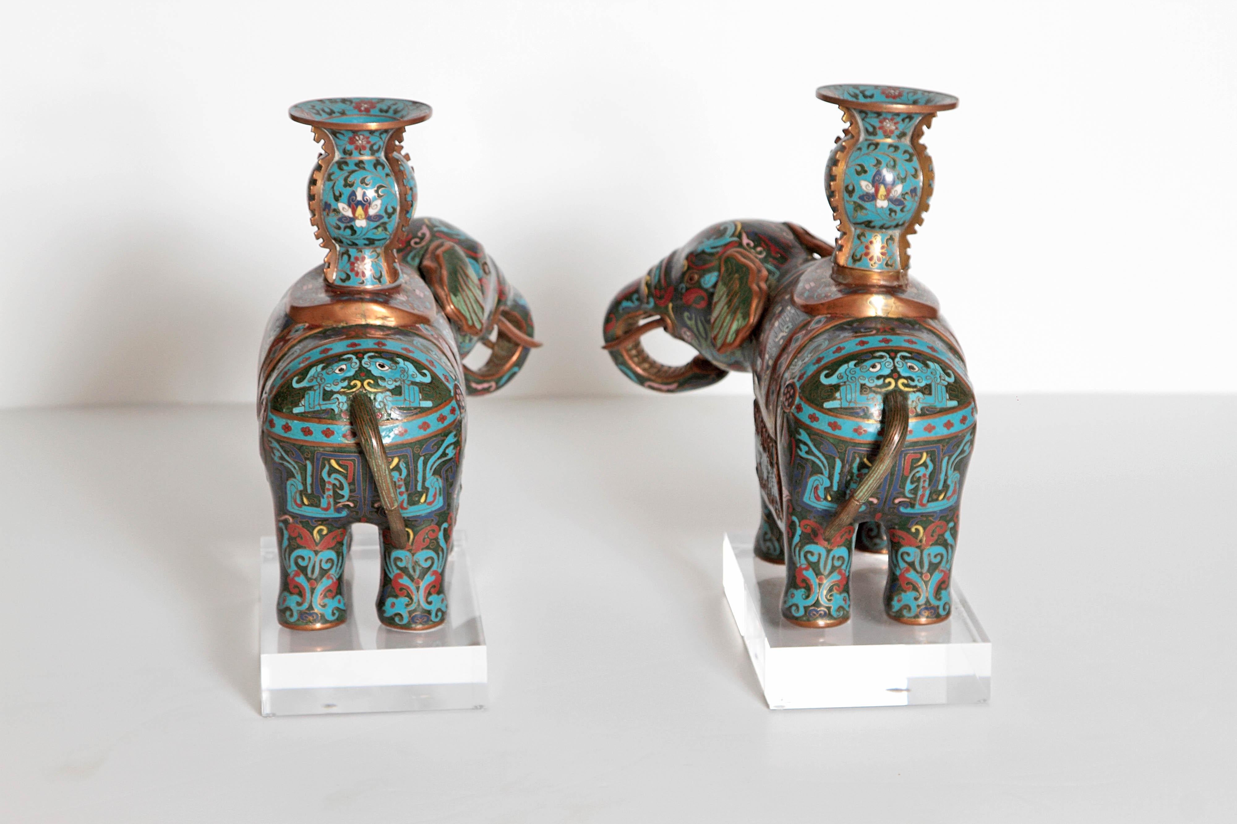 Pair of Chinese Cloisonne Elephants 5