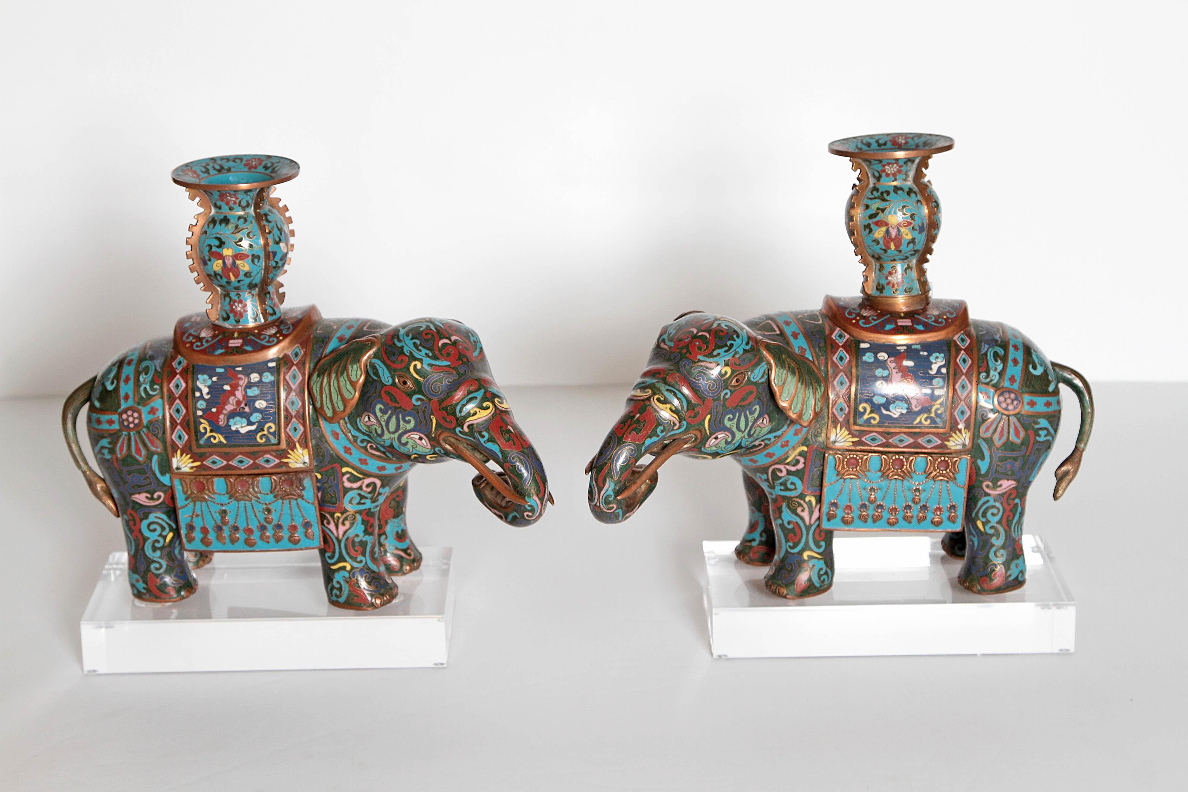 Pair of Chinese Cloisonne Elephants 6