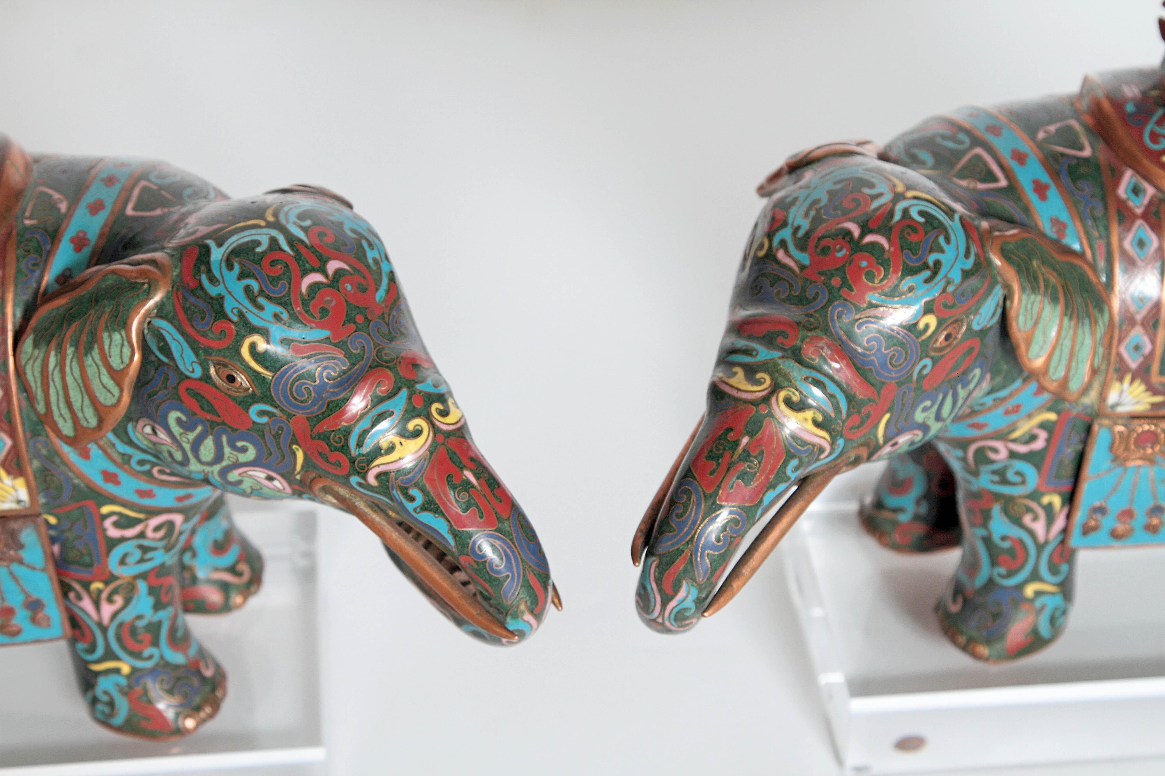 Pair of Chinese Cloisonne Elephants 7