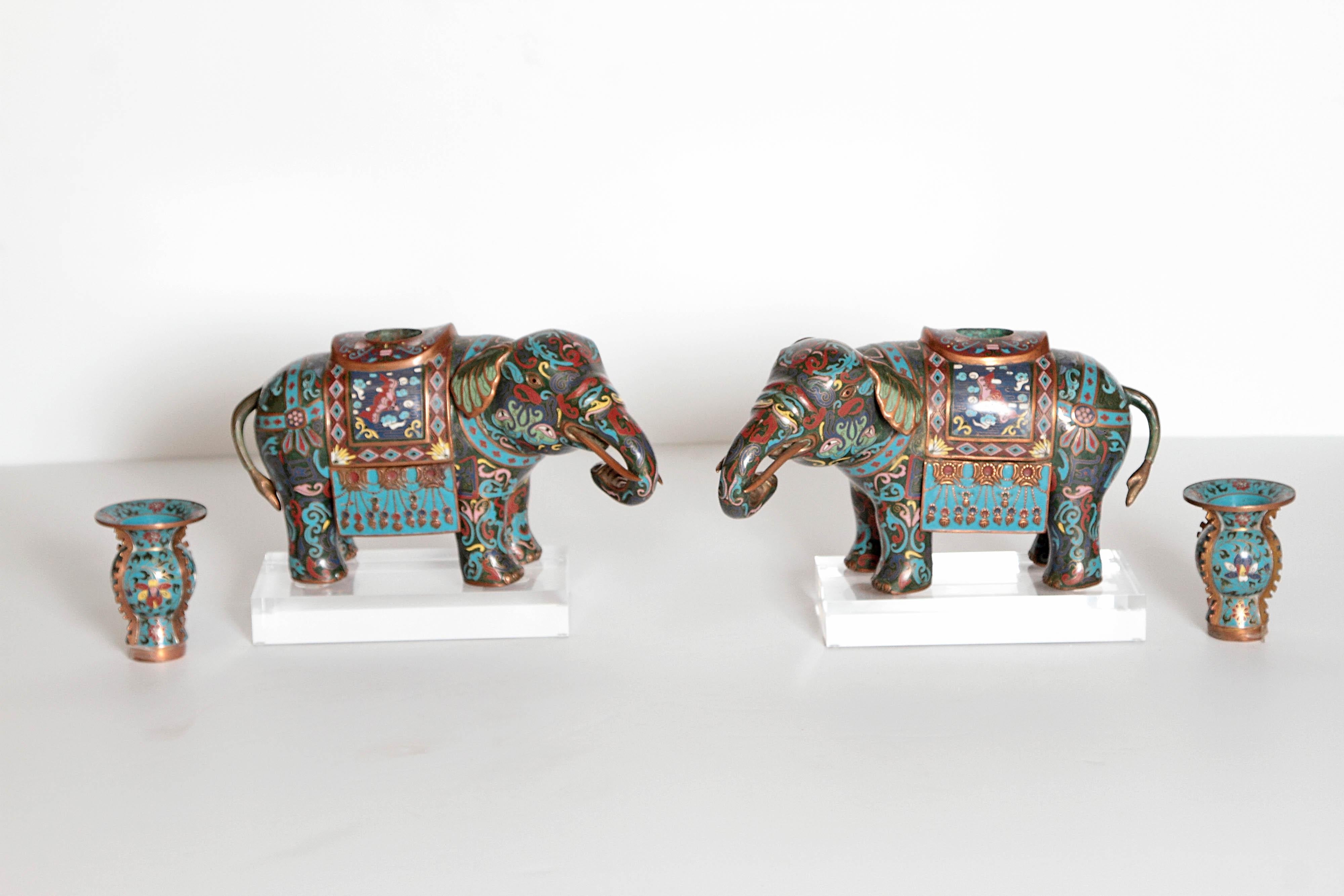 Pair of Chinese Cloisonne Elephants 8