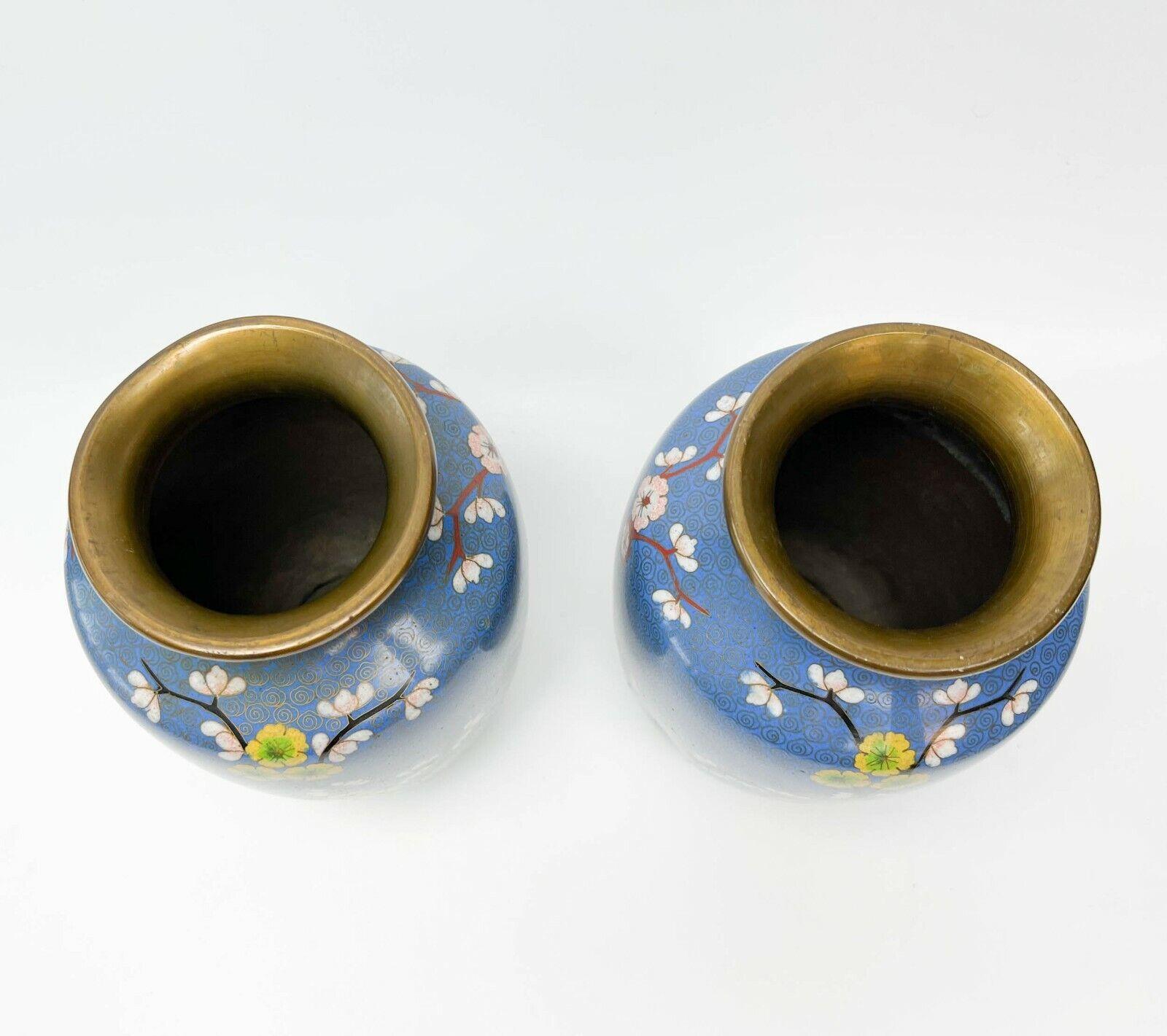 Bronzed Pair of Chinese Cloisonne Enamel Enamel and Bronze Mounted Vases Penny Marshall For Sale