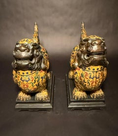 Pair Of Chinese Cloisonne Enamel Foo Lion Censers