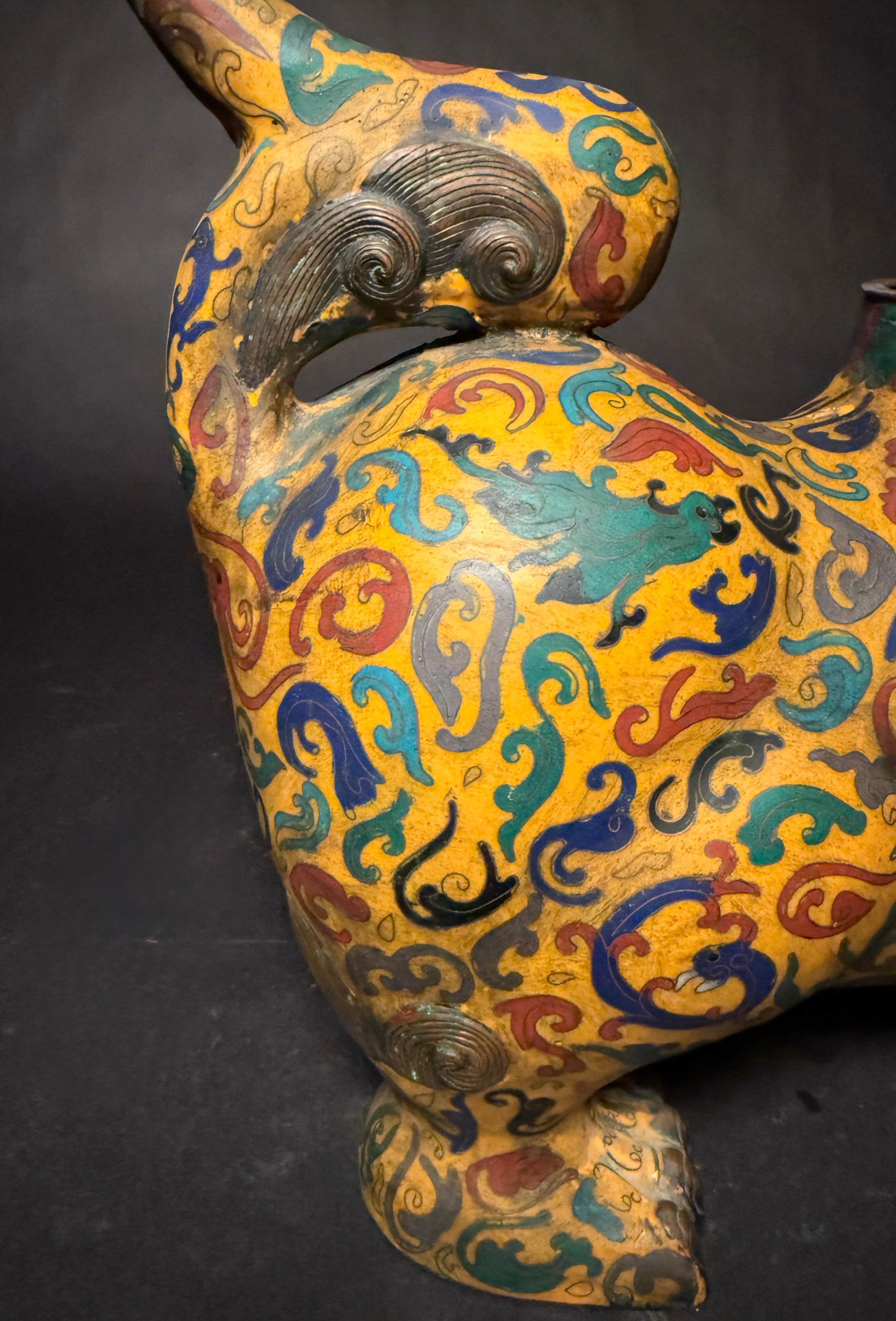 Pareja De Censores Chinos De Cloisonné Esmaltado Foo León en venta 2