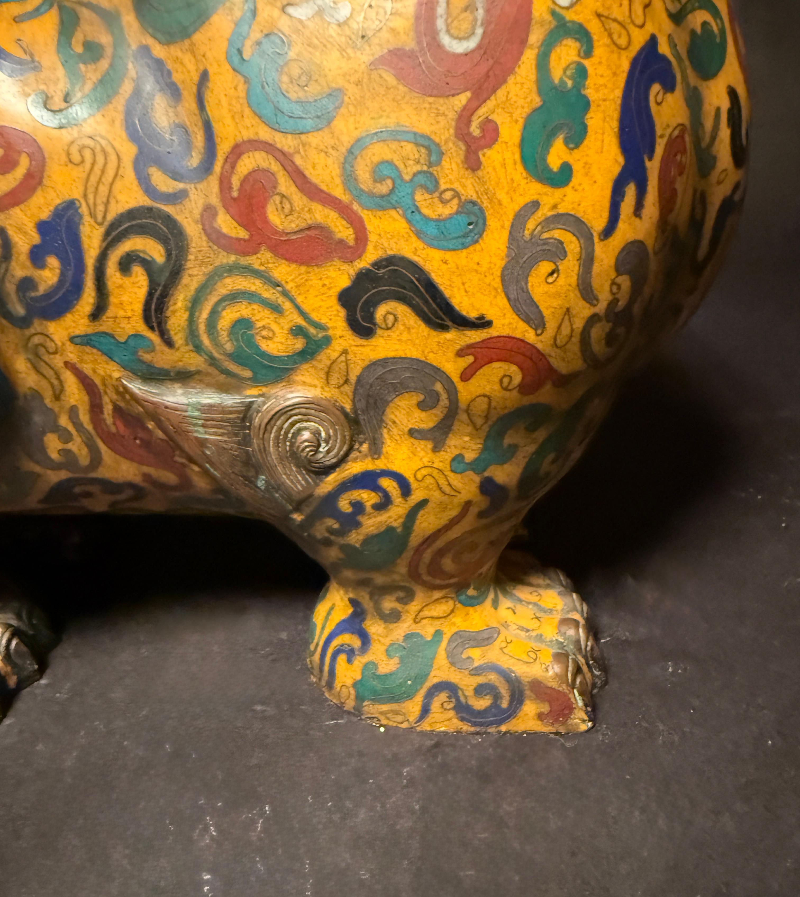 Pareja De Censores Chinos De Cloisonné Esmaltado Foo León en venta 3