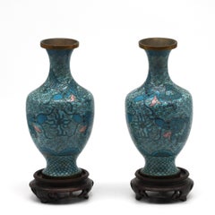 Pair of Chinese Cloisonné Enamel on Copper Vases