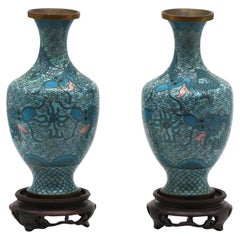 Pair of Chinese Cloisonné Enamel on Copper Vases
