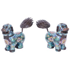 Pair of Chinese Cloisonné Foo Puppies