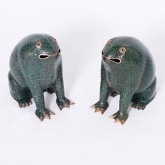Pair of Chinese Cloisonné Frogs