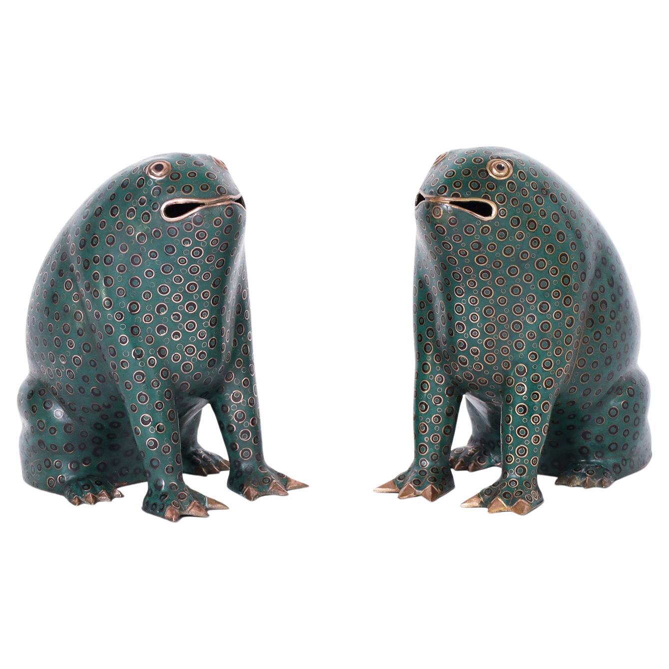 Pair of Chinese Cloisonné Frogs