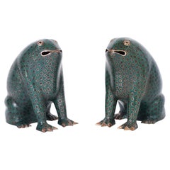 Pair of Chinese Cloisonné Frogs