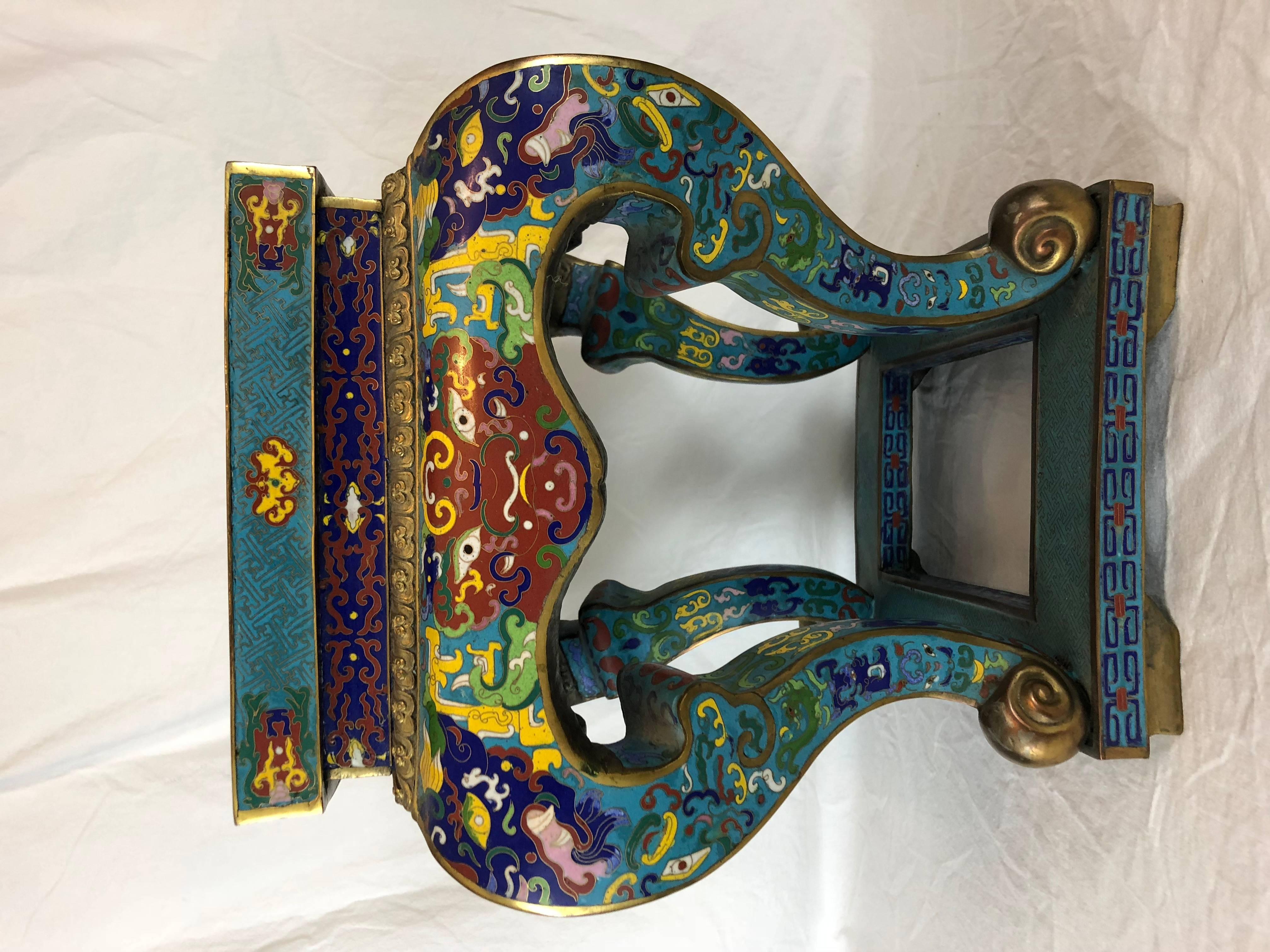 Laiton Paire de tabourets de jardin cloisonnés chinois
