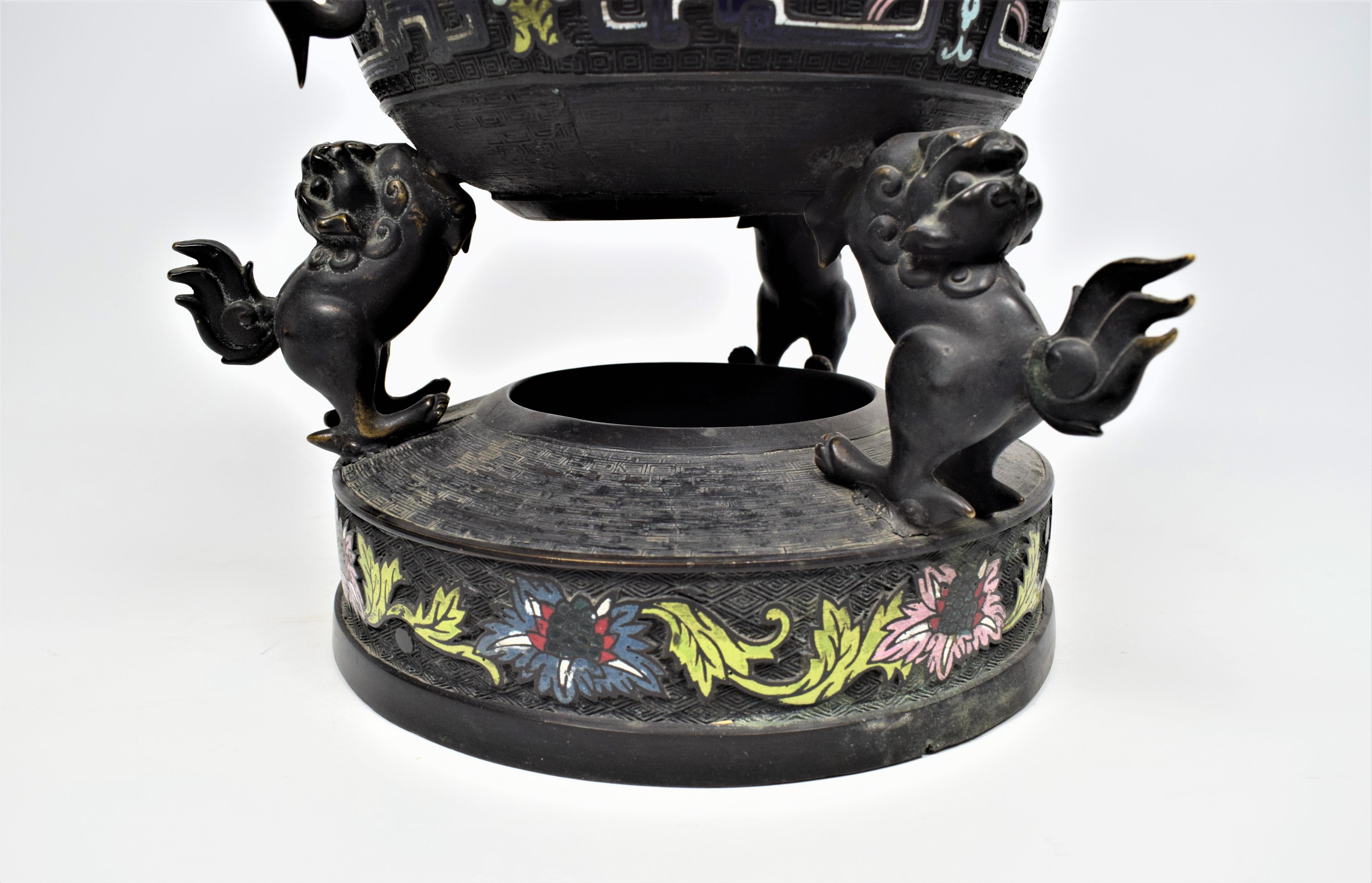 Qing Pair Of Chinese Cloisonne Gilt Bronze Dragon Incense Burners, Late 19th Century For Sale