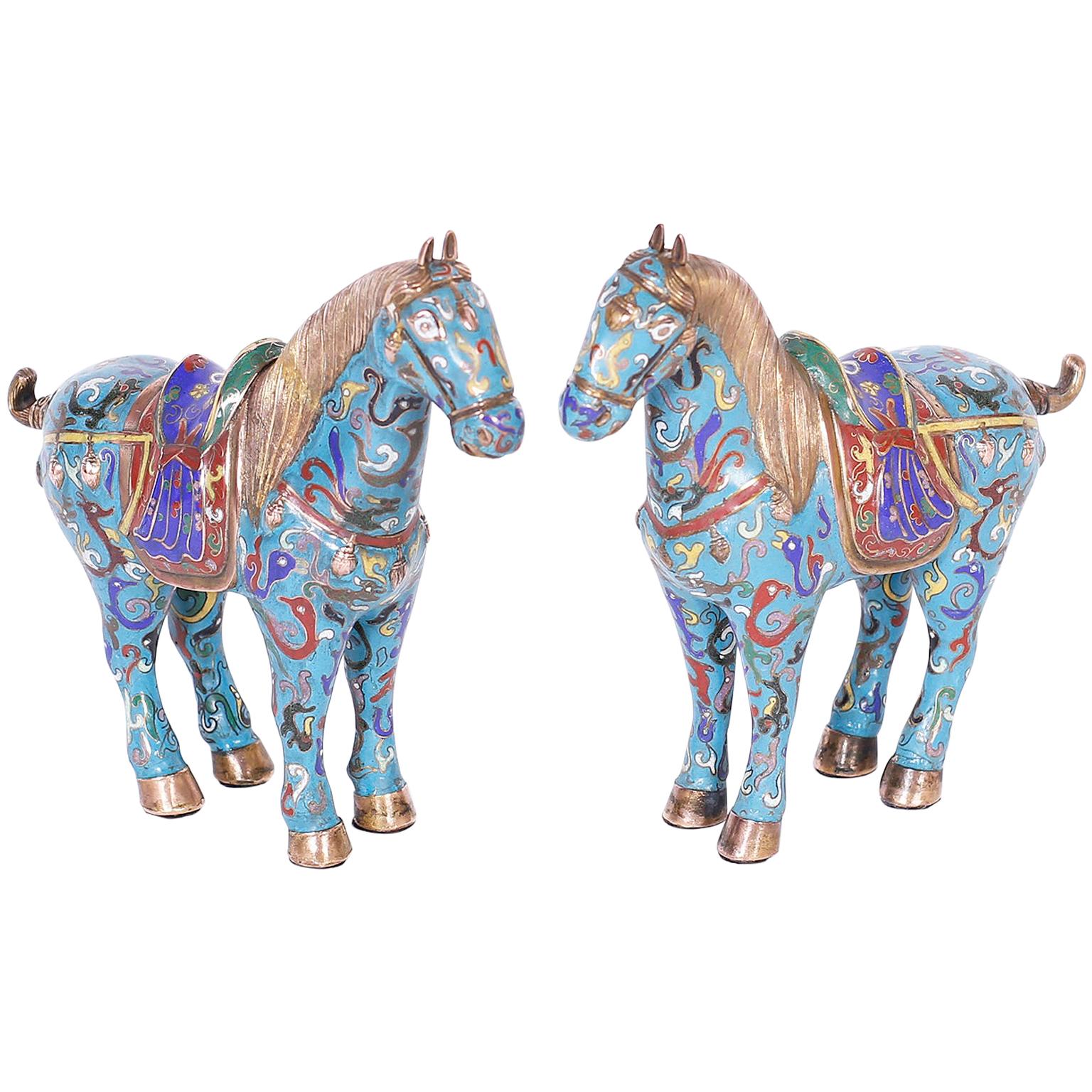 Pair of Chinese Cloisonné Horses