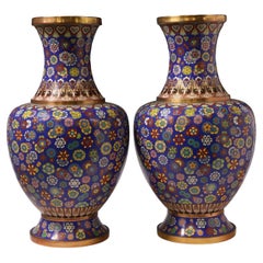Paire de vases CHINESE Cloisonne MILLEFIORI