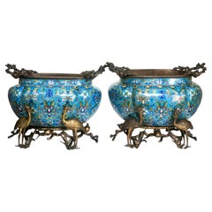 Pair of Chinese cloisonné planters