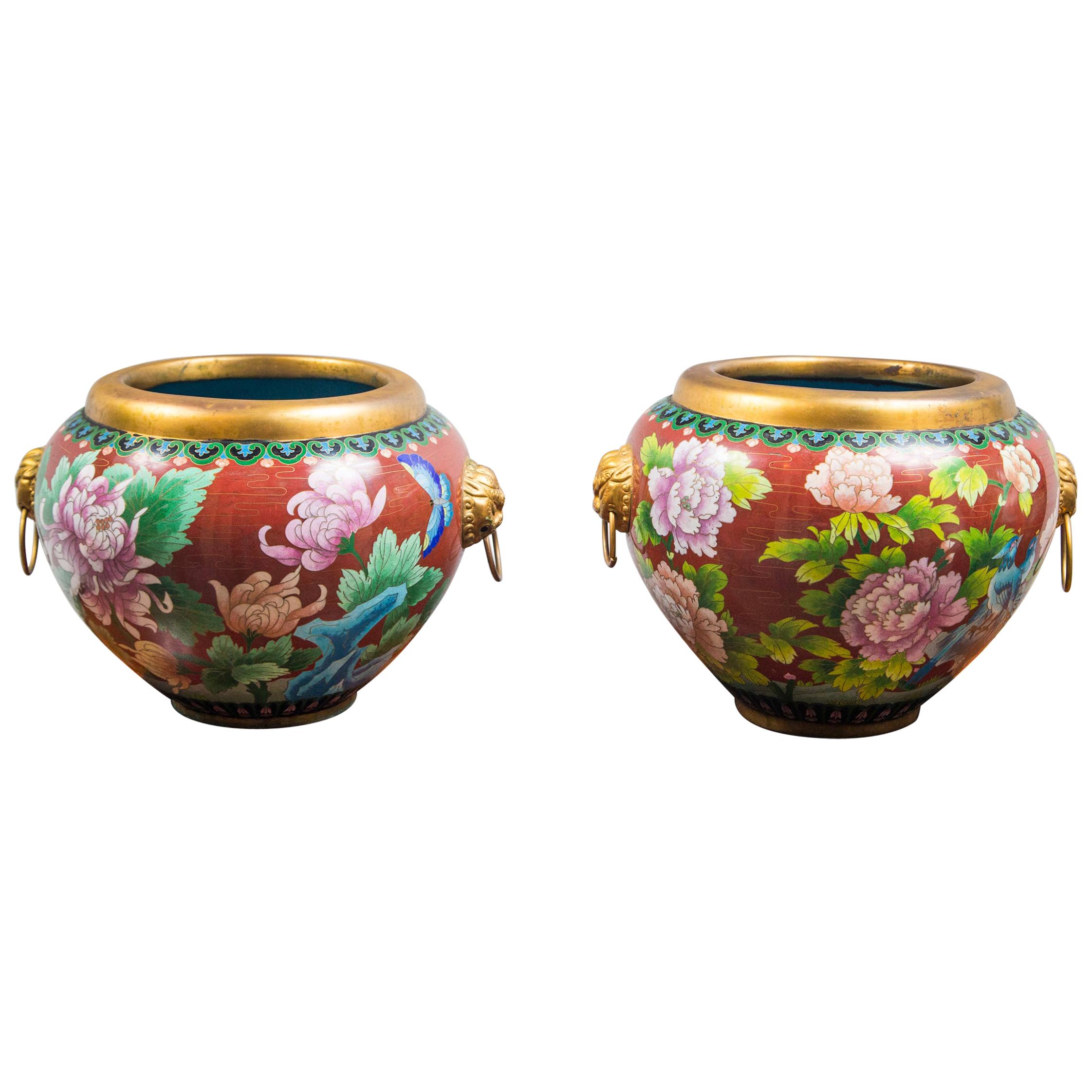 Pair of Chinese Cloisonné Round