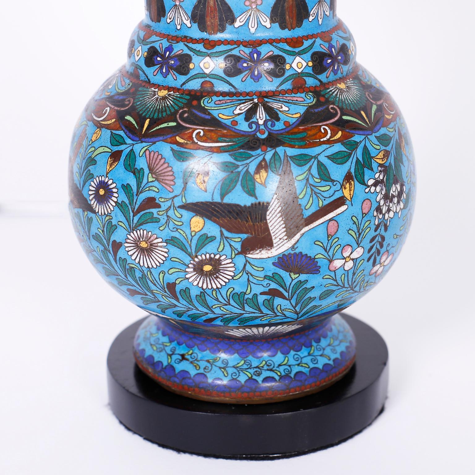 Pair of Chinese Cloisonné Table Lamps In Good Condition In Palm Beach, FL