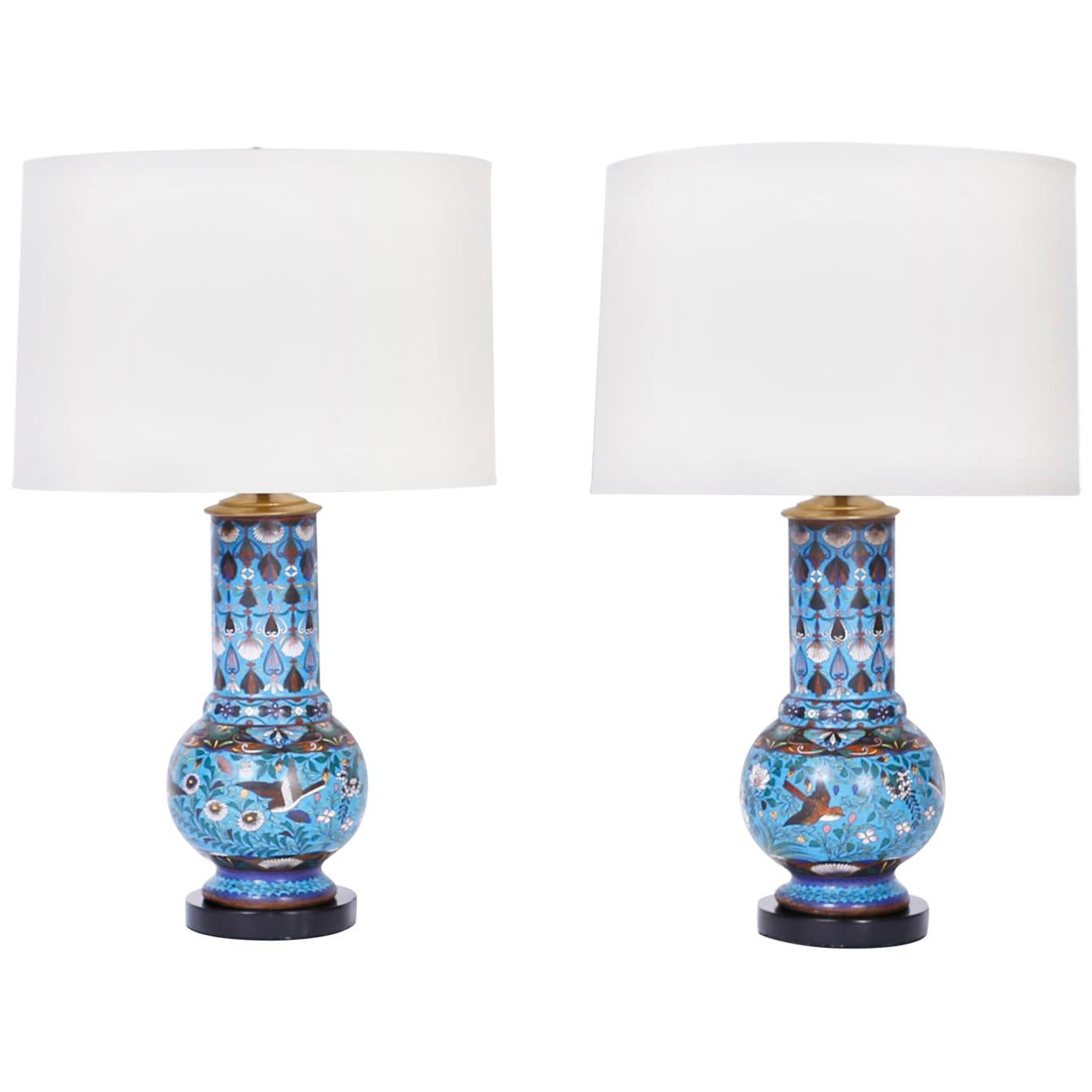 Pair of Chinese Cloisonné Table Lamps