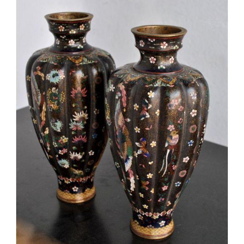 Paar chinesische Cloisonné-Vasen, 19. Jahrhundert (Chinesisch) im Angebot