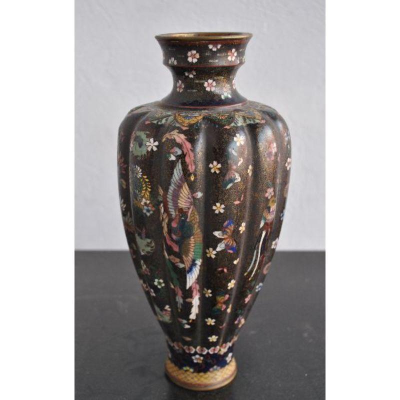 Copper Pair of Chinese Cloisonne Vases, 19th Century For Sale