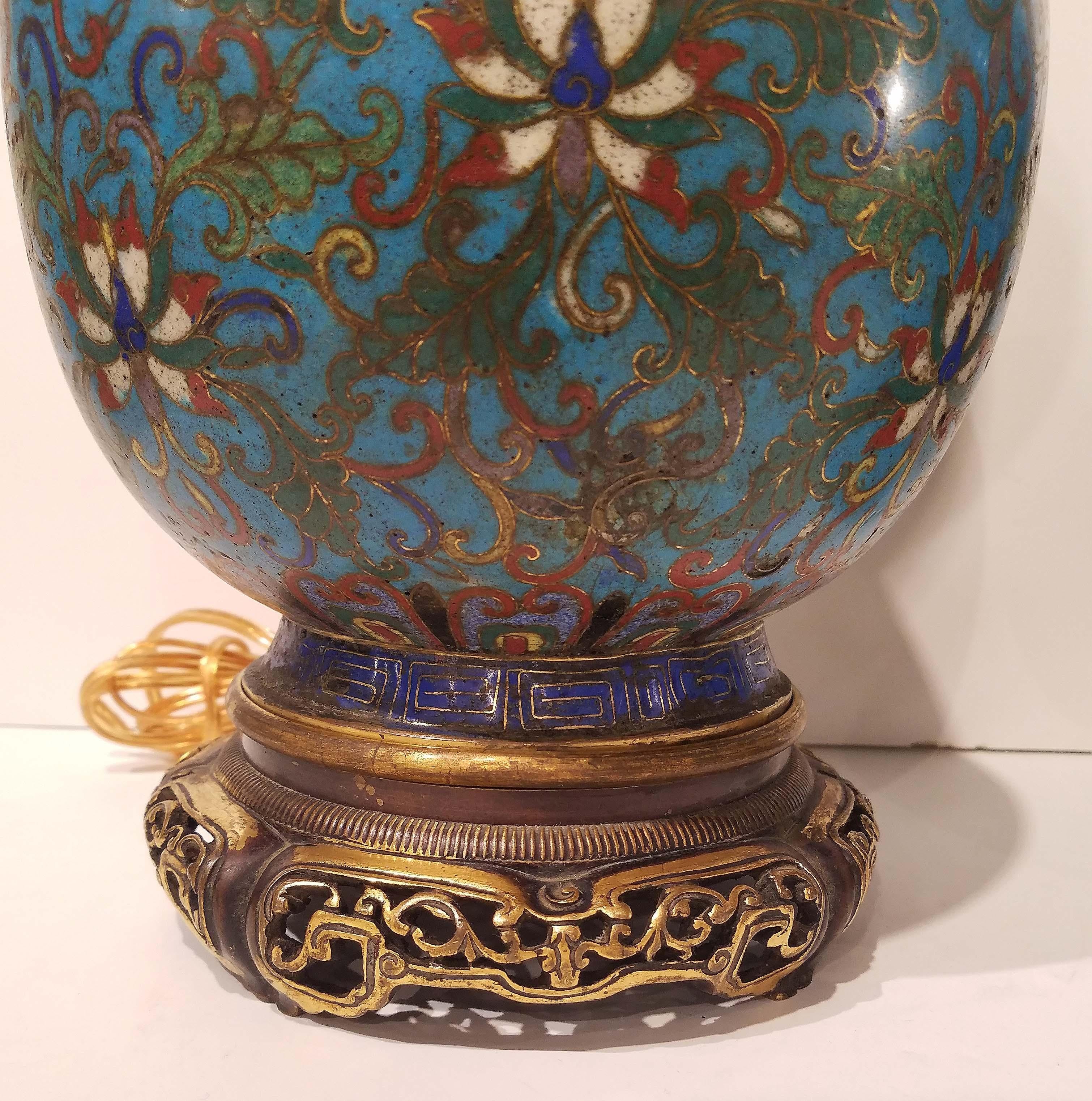 Pair of Chinese Cloisonné Vases Made into Lamps, 18th Century 1