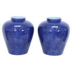 Pair of Chinese Cobalt Blue and Incised Dragon Motif Vases