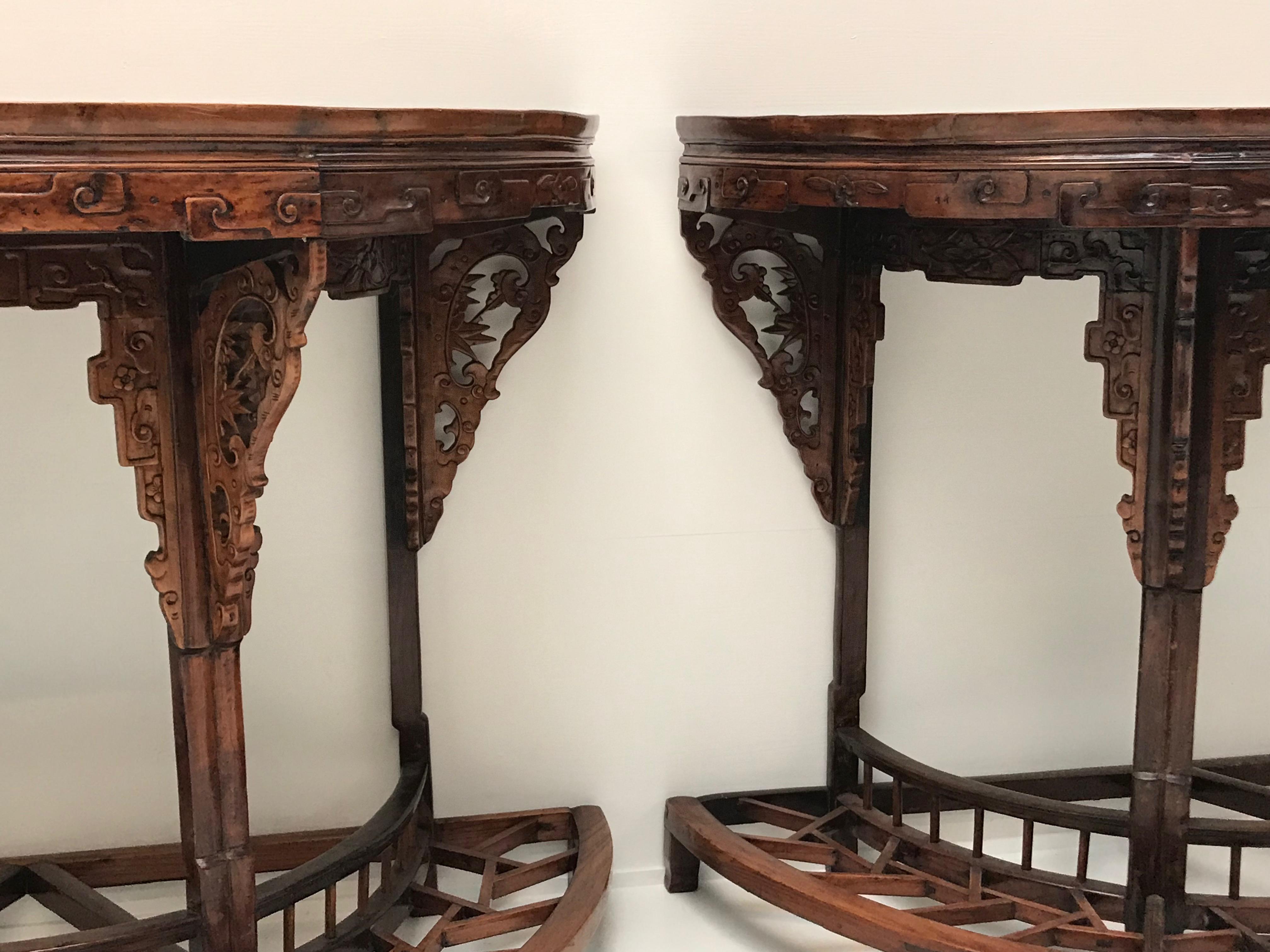 Polished Pair of Chinese Consoles For Sale