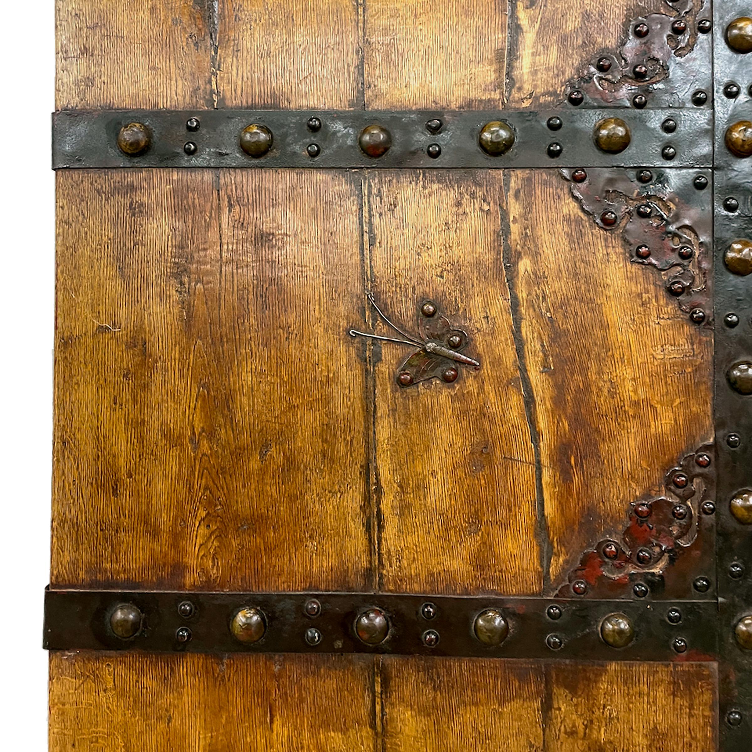 Qing Pair of Chinese Courtyard Doors with Iron Butterflies, c. 1850 For Sale