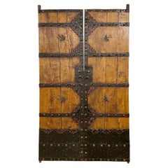 Pair of Chinese Courtyard Doors with Iron Butterflies, c. 1850