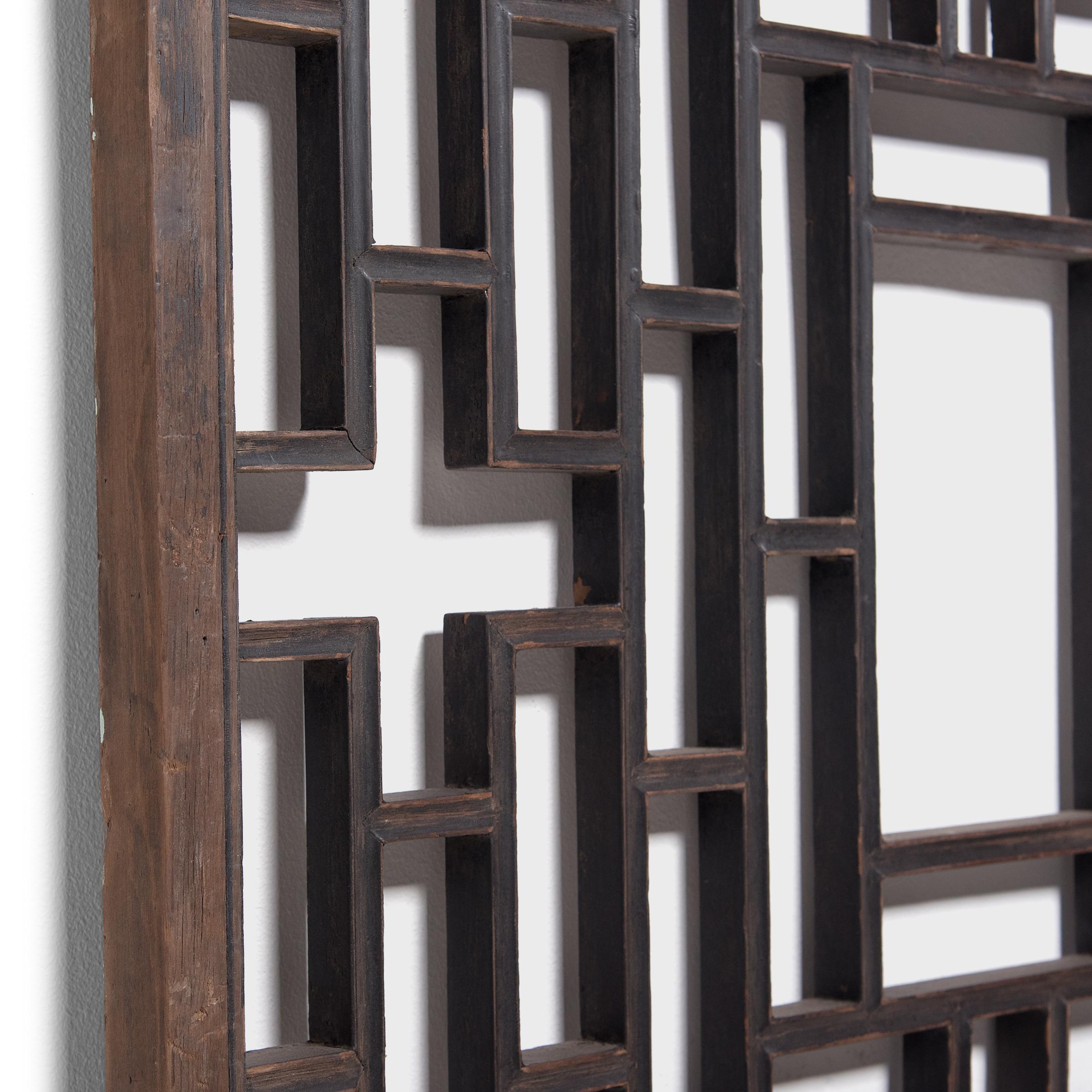 Pair of Chinese Courtyard Lattice Panels, circa 1900 In Good Condition In Chicago, IL