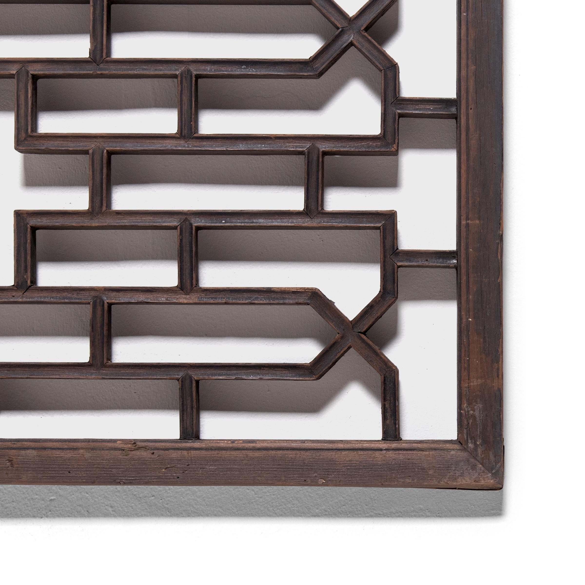 20th Century Pair of Chinese Courtyard Lattice Panels, circa 1900