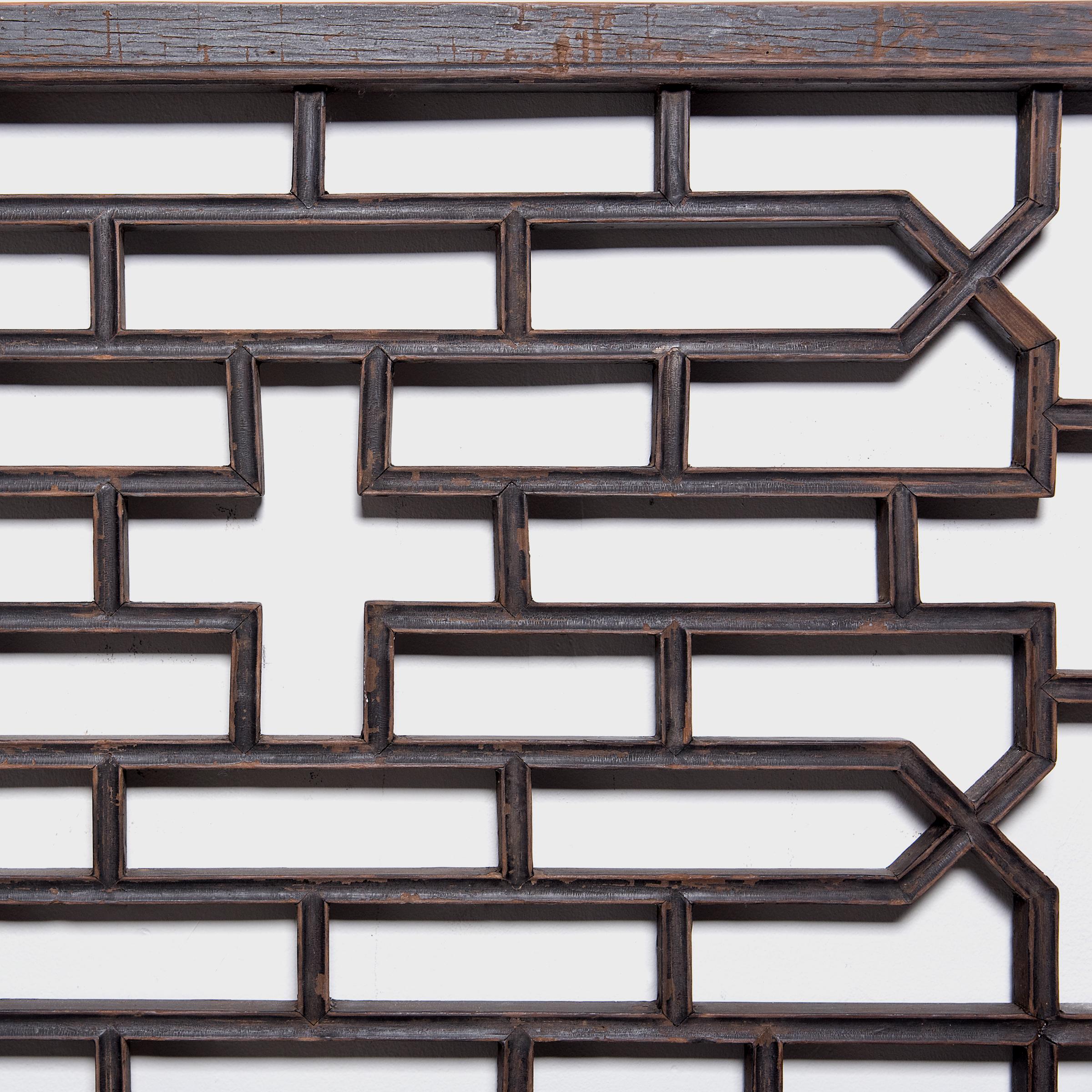 Pair of Chinese Courtyard Lattice Panels, circa 1900 2