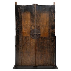 Pair of Chinese Crackle Lacquer Courtyard Doors, c. 1800