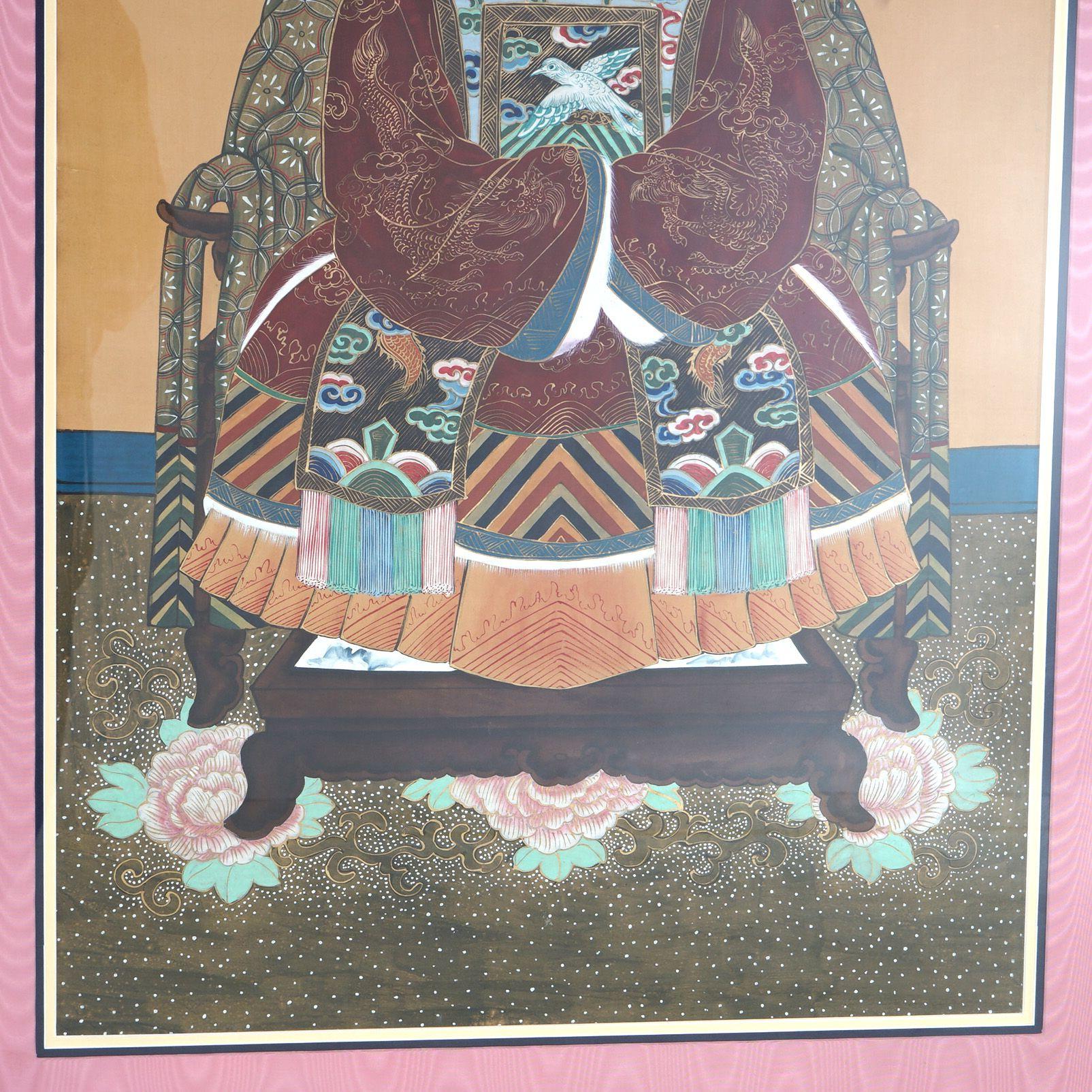 Pair Of Chinese Deity Colored Prints With Gilt Frames Mid 20thC For Sale 7