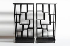 Pair of Chinese Display Cabinets with Three Drawers