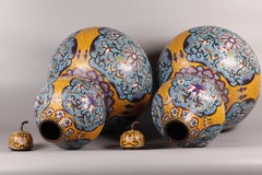 pair of Chinese double gourd cloisonné cover vases