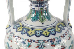 Pair of Chinese Doucai Double Ear Porcelain Vases