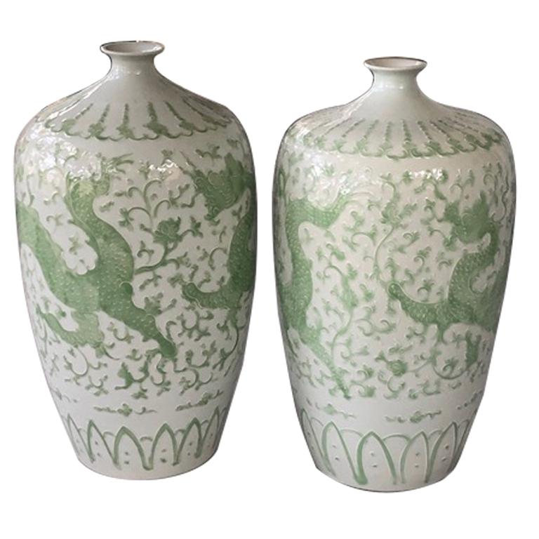 Pair of Chinese Dragon Place size Vases